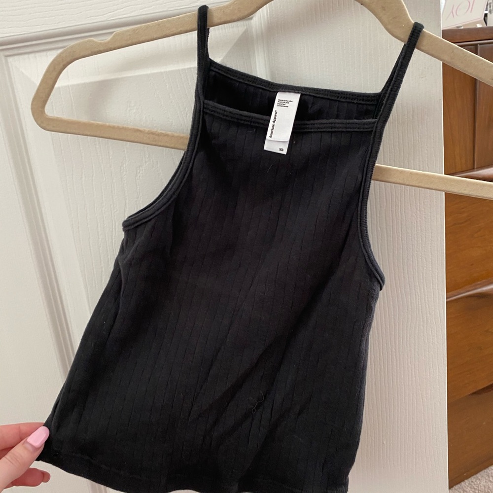 American Apparel Black Ribbed Crop Top